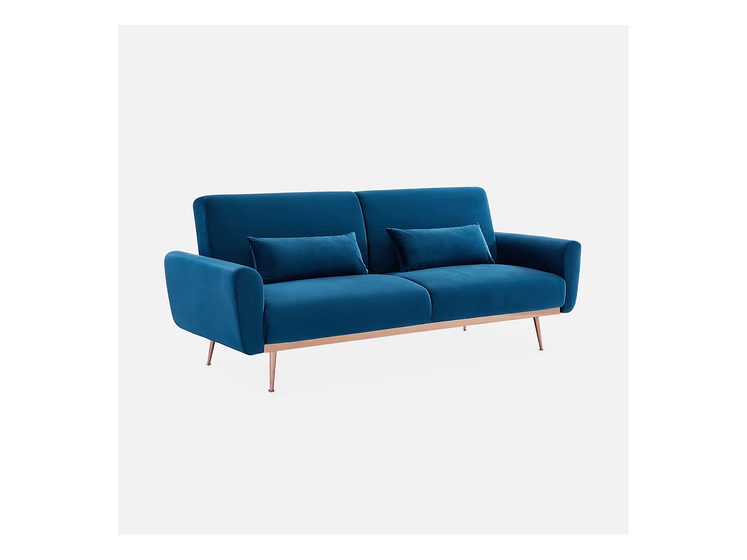 Canapé convertible design en velours - Oskar - 2 - 3 places scandinave droit avec pieds fins or rose