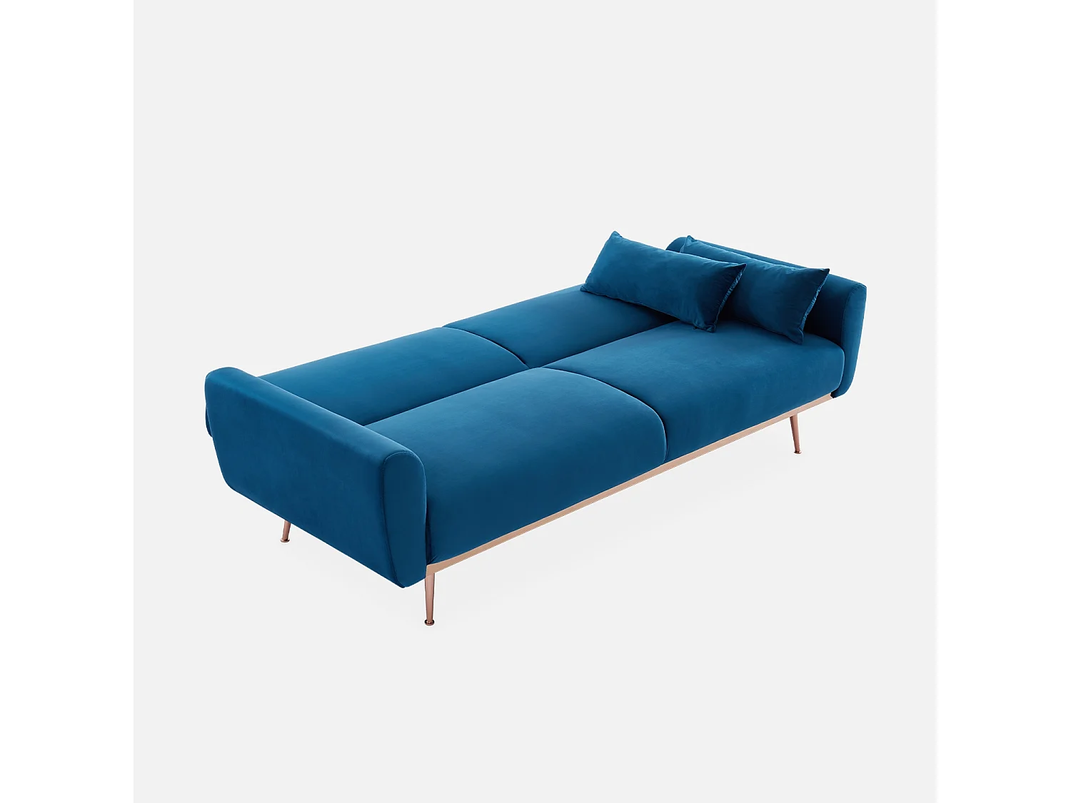 Sofá cama de terciopelo de 2 a 3 plazas azul