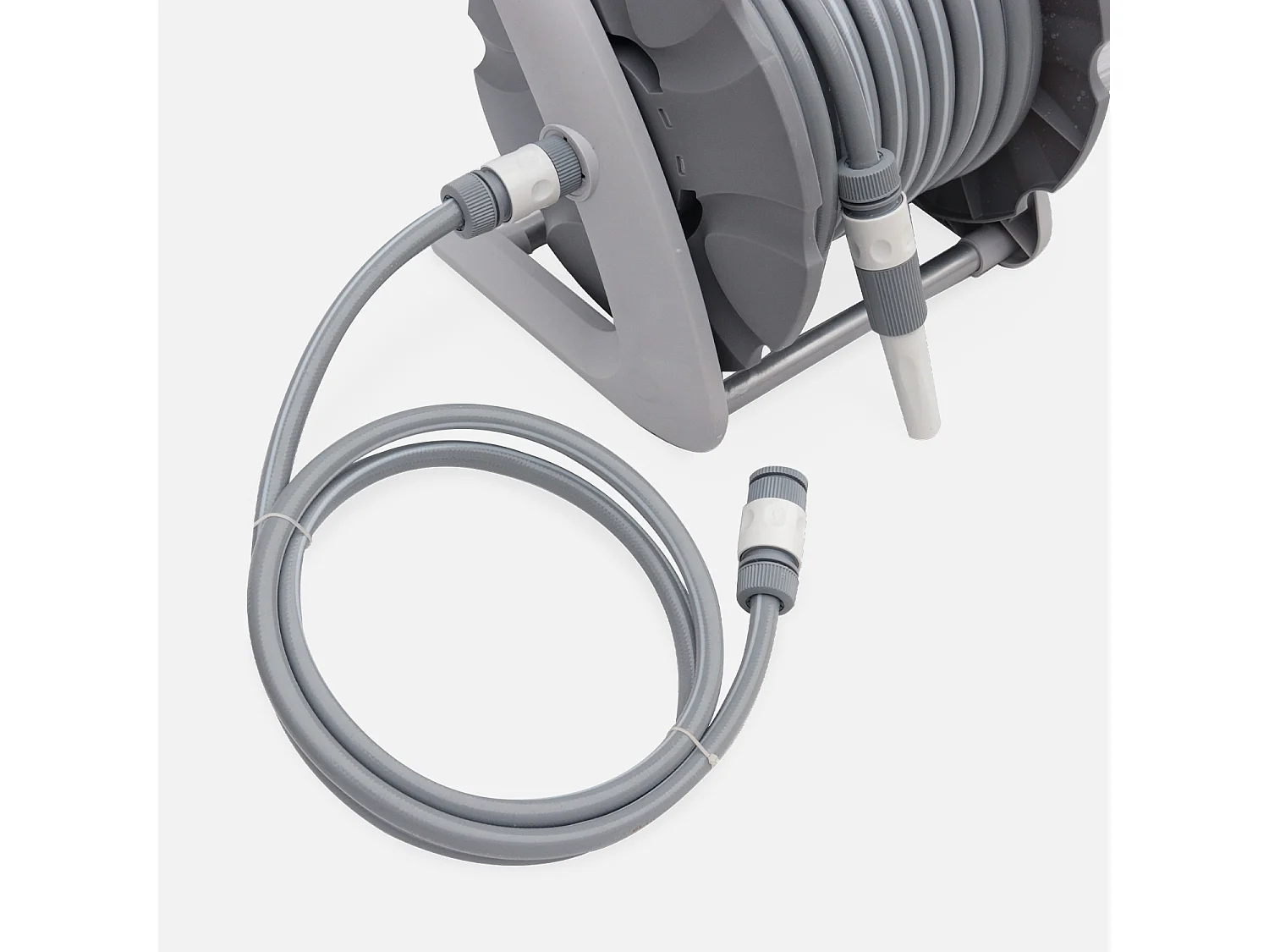 Avvolgitubo automatico a parete con tubo da giardino, 20m, grigio