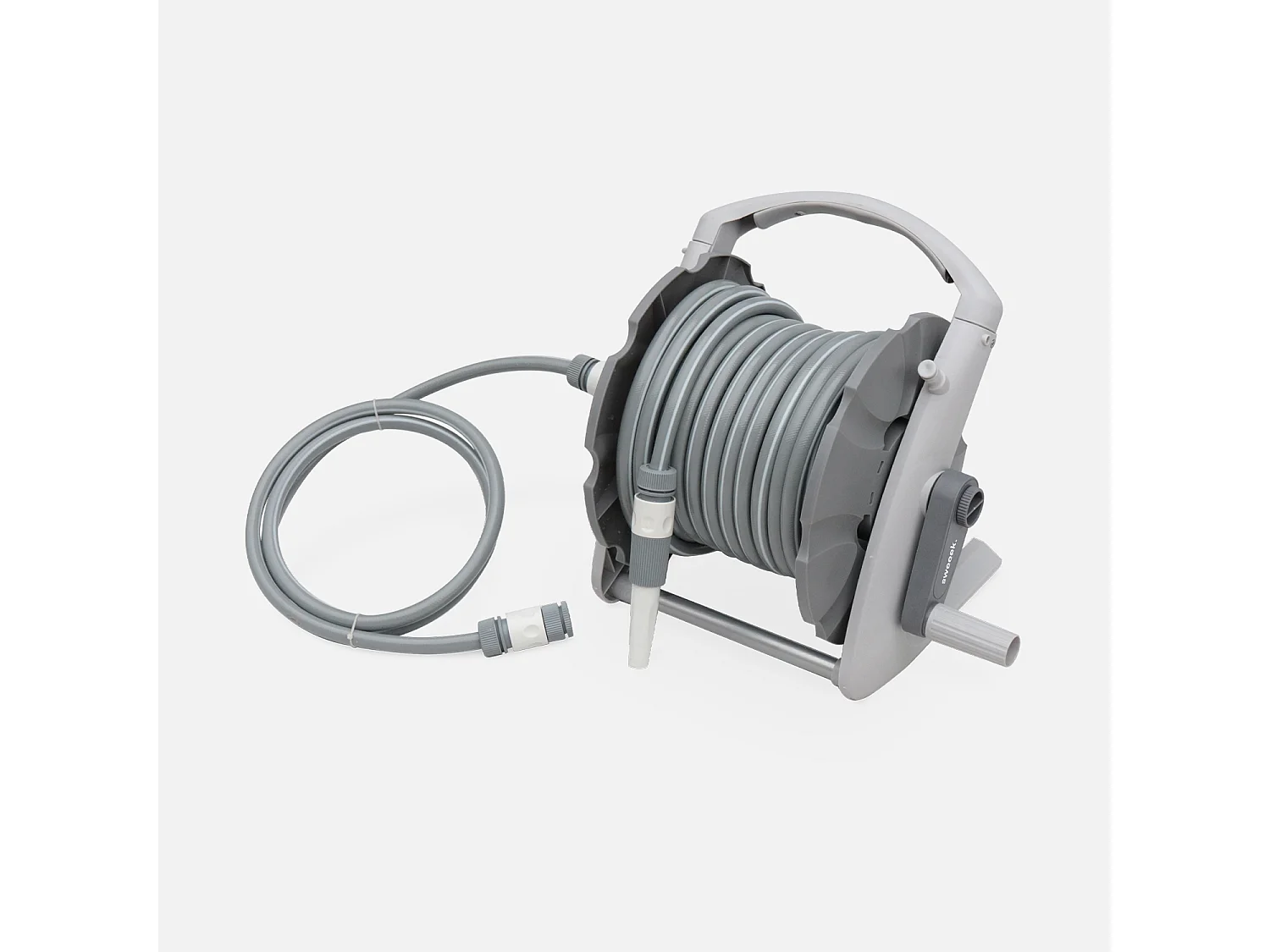 Avvolgitubo automatico a parete con tubo da giardino, 20m, grigio