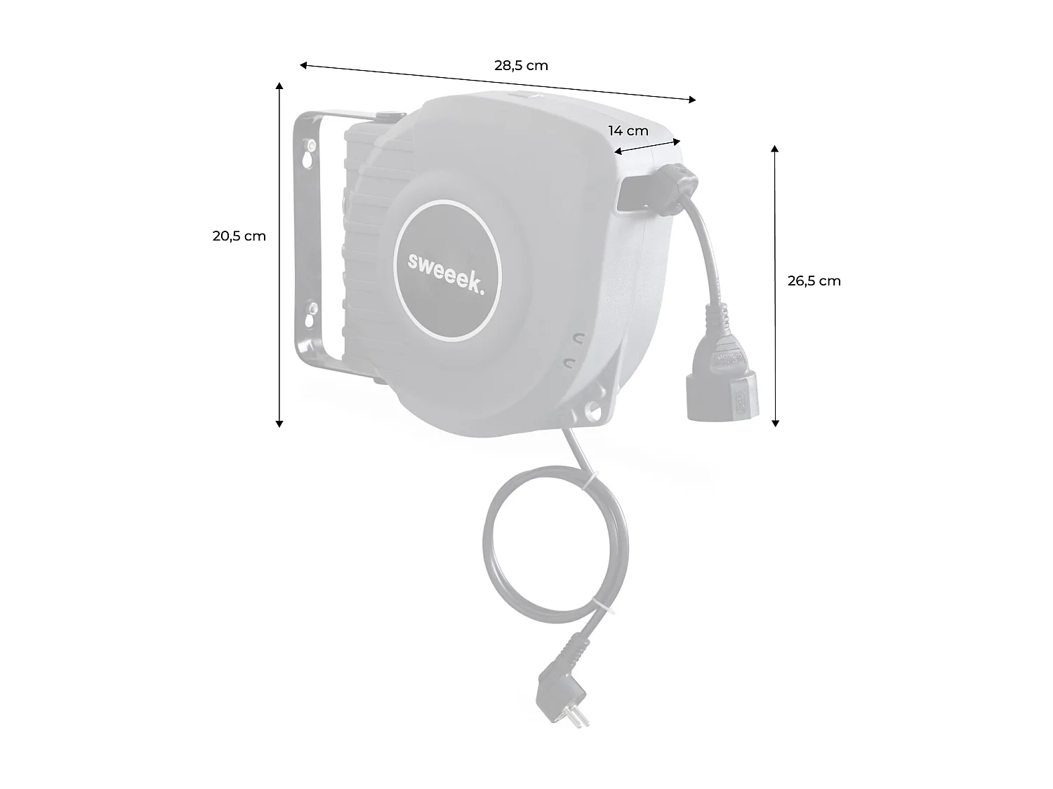 VOLTR - Rallonge électrique murale câble de 15m . enrouleur de jardin automatique avec sécurité thermique. 3200W