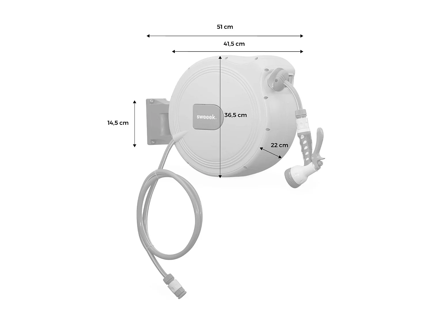 Avvolgitubo automatico a parete con tubo flessibile, 30m, grigio
