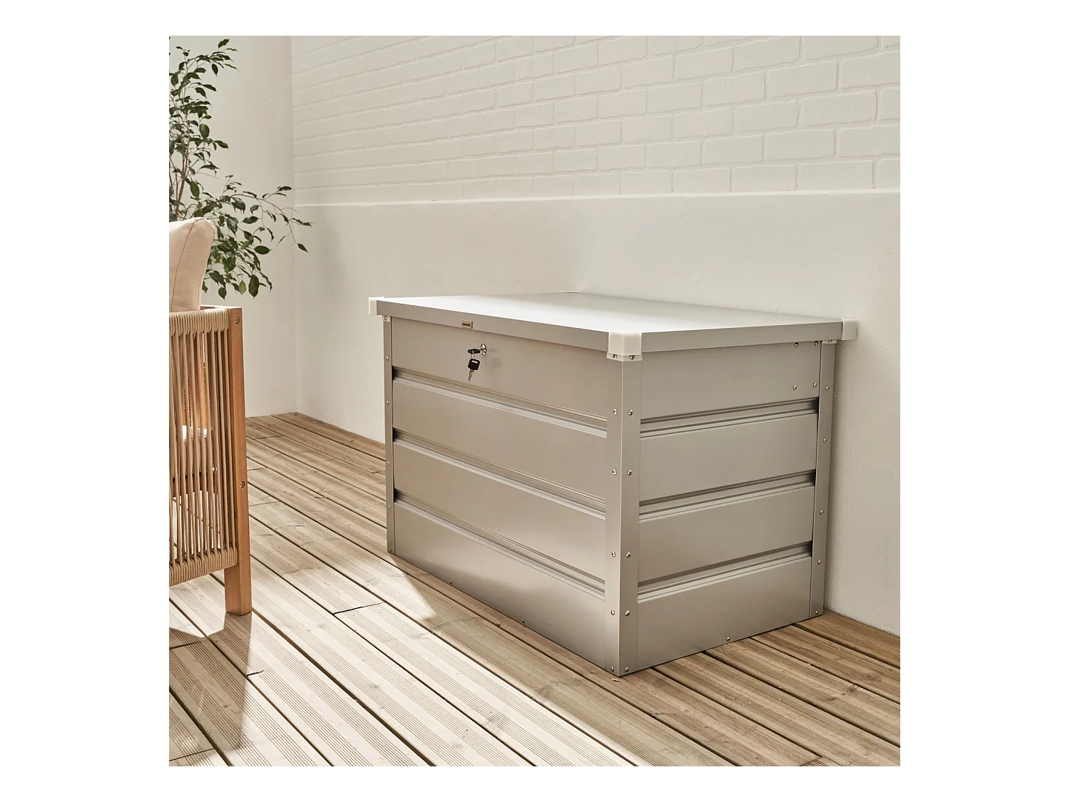 Arcón de jardín metálico de 285l gris aluminio