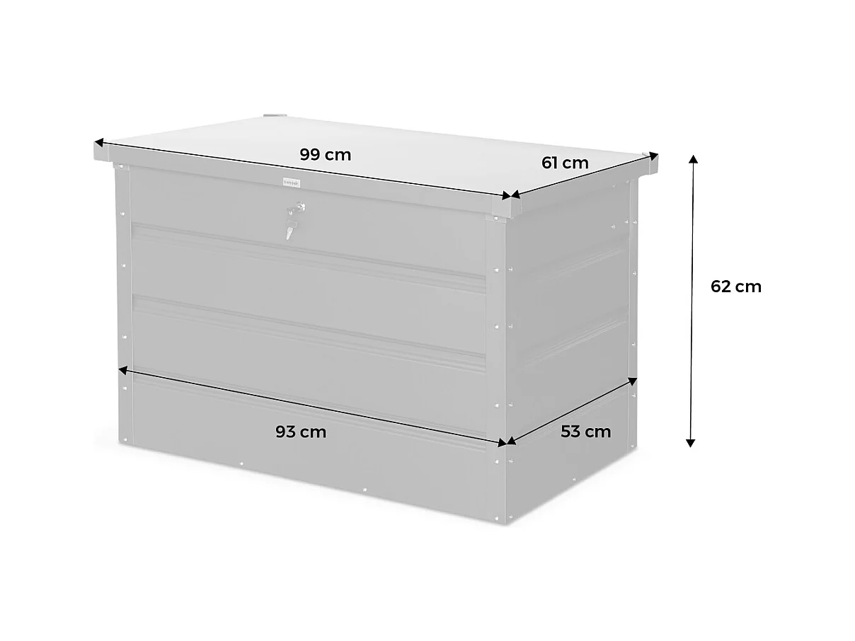 Arcón de jardín metálico de 285l gris aluminio