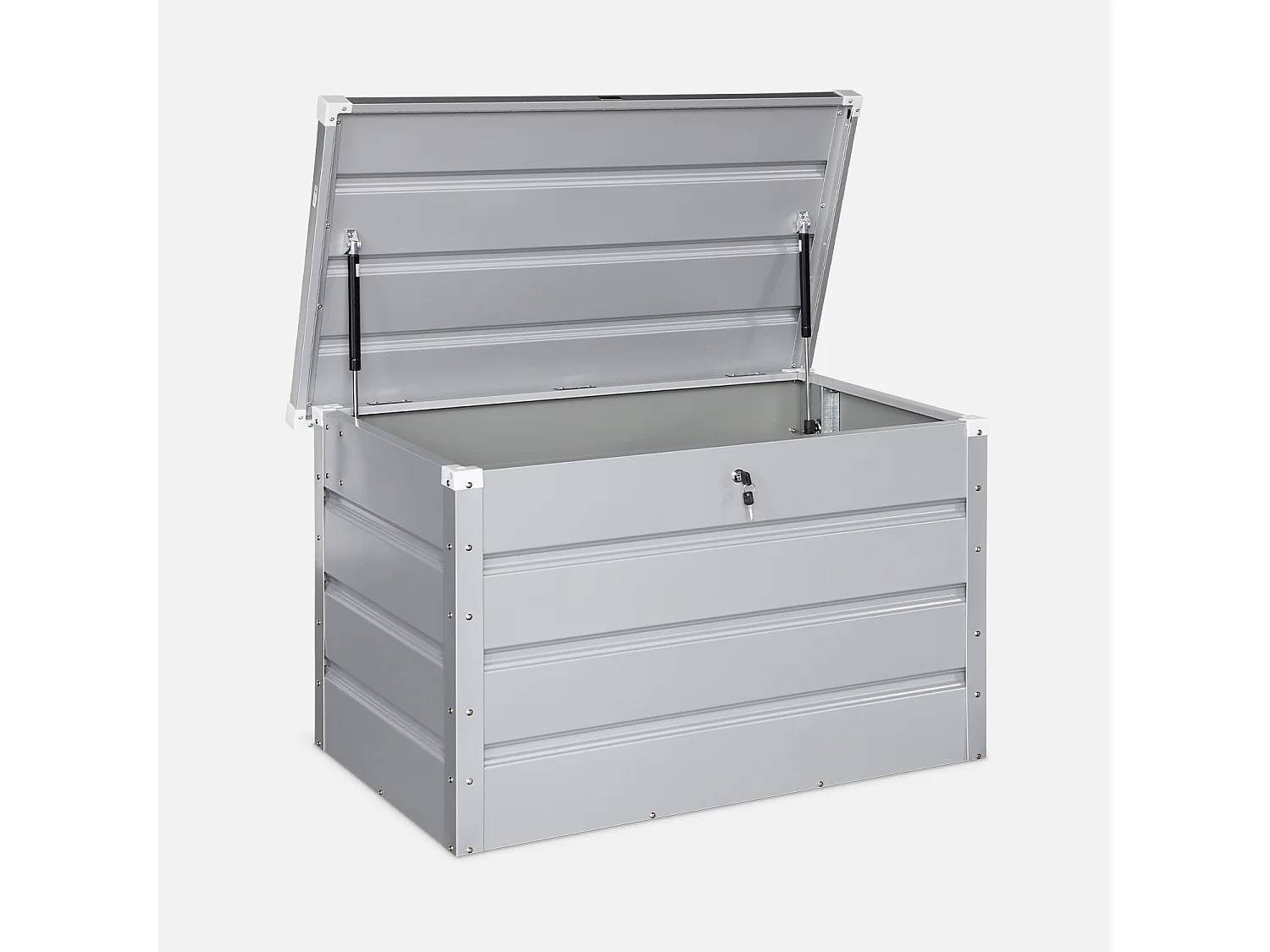 Coffre de jardin en métal -DALLAS - 285L gris aluminiun