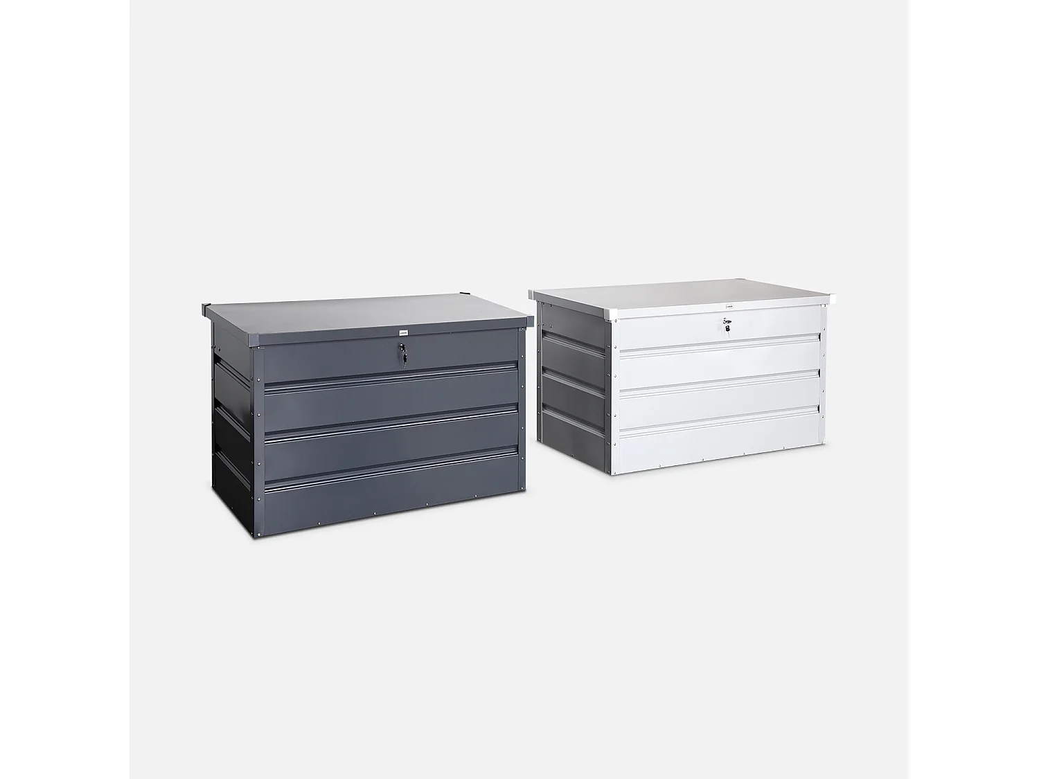 Coffre de jardin en métal -DALLAS - 285L gris aluminiun