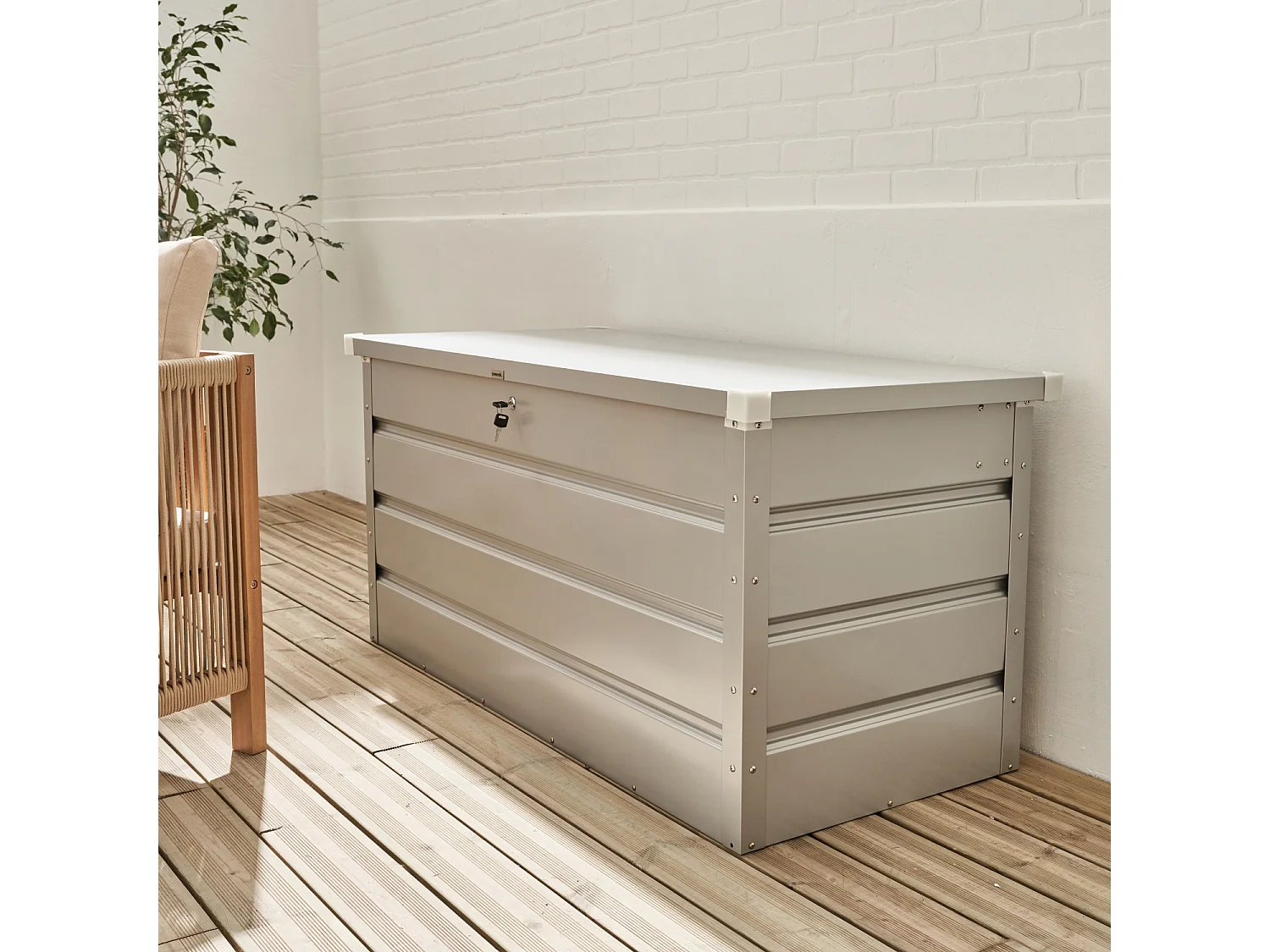 Arcón de jardín metálico de 385l gris aluminio