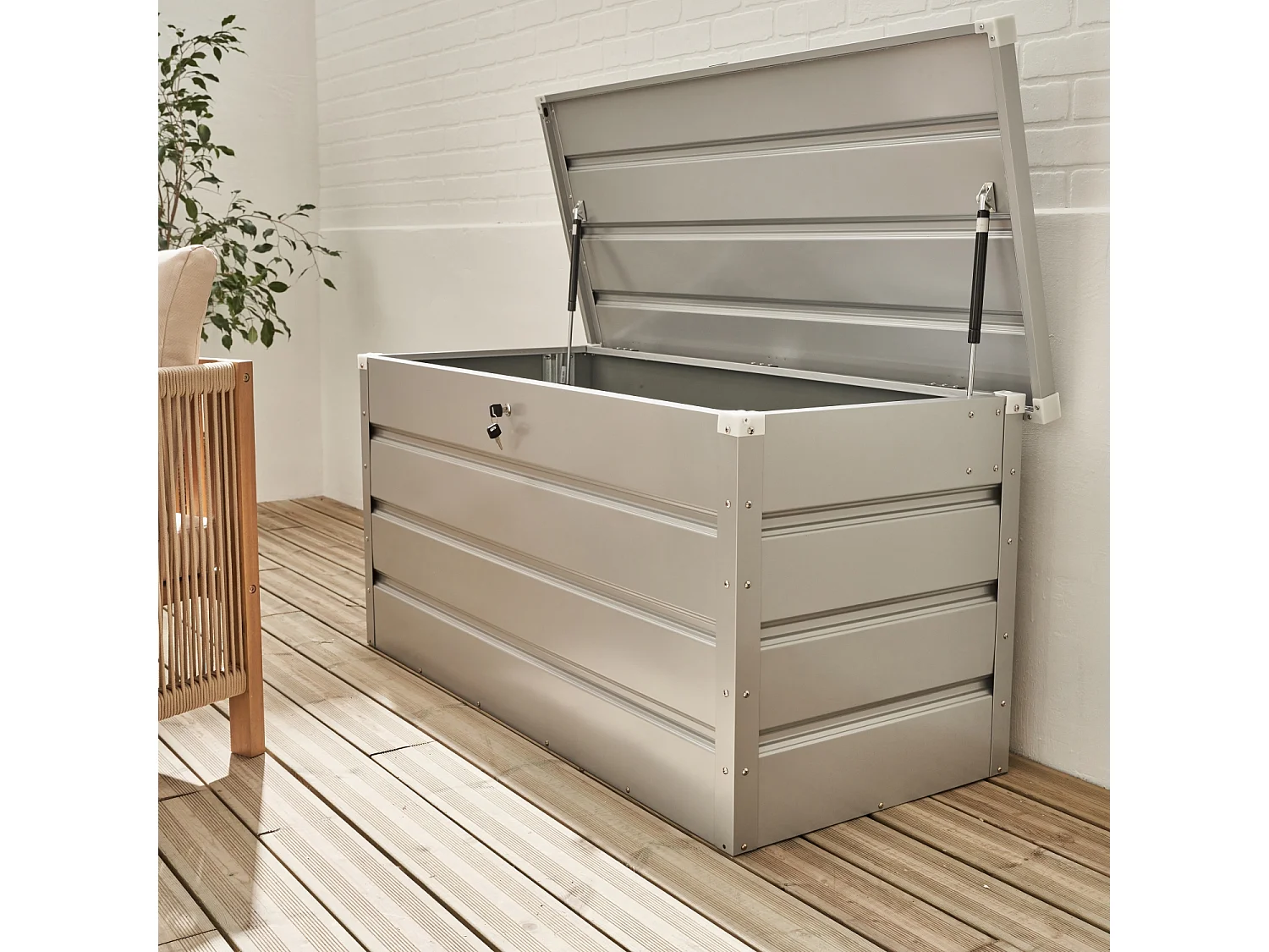 Arcón de jardín metálico de 385l gris aluminio