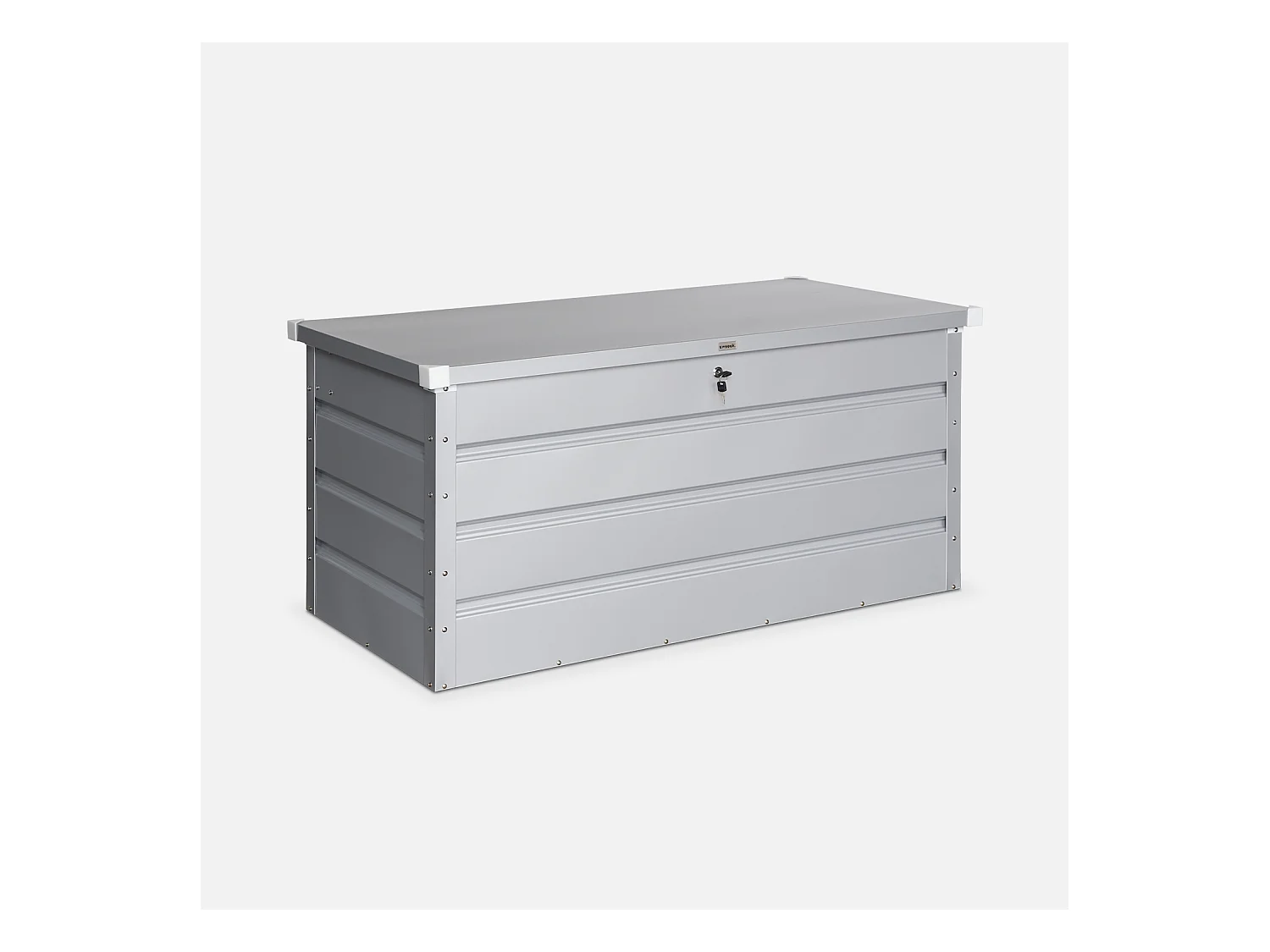 Coffre de jardin en métal - DETROIT- 385L gris aluminium