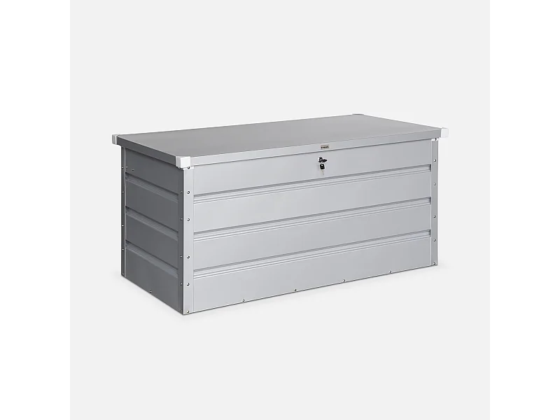 Coffre de jardin en métal - DETROIT- 385L gris aluminium