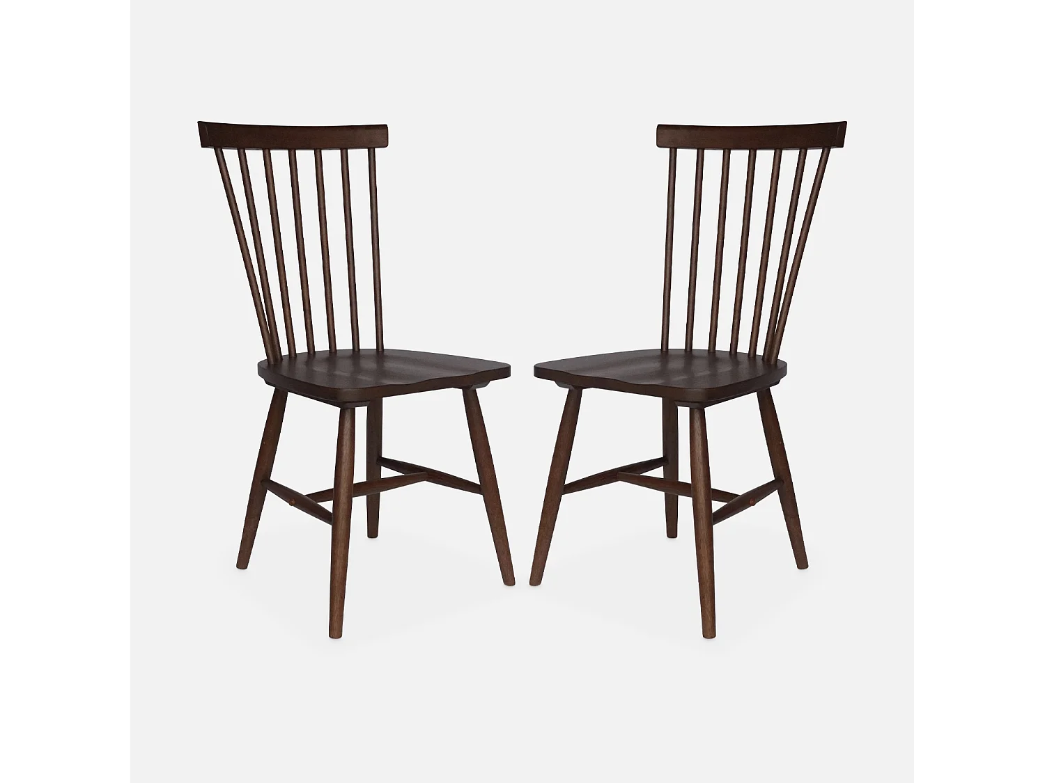 Silla de madera de hevea, set de 2 madera oscura