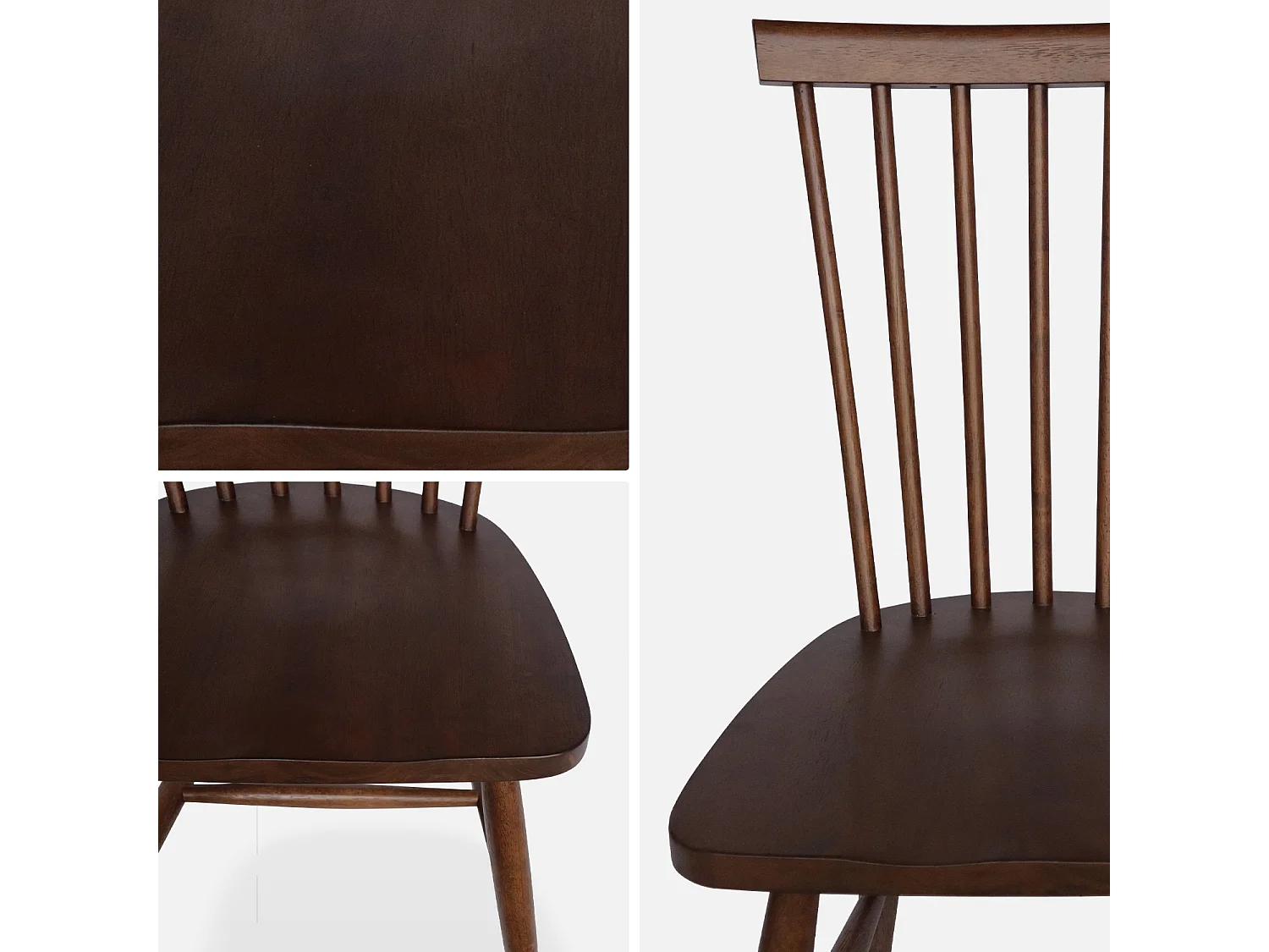 Set 2 sedie da pranzo in legno, impilabili stile vintage, marrone