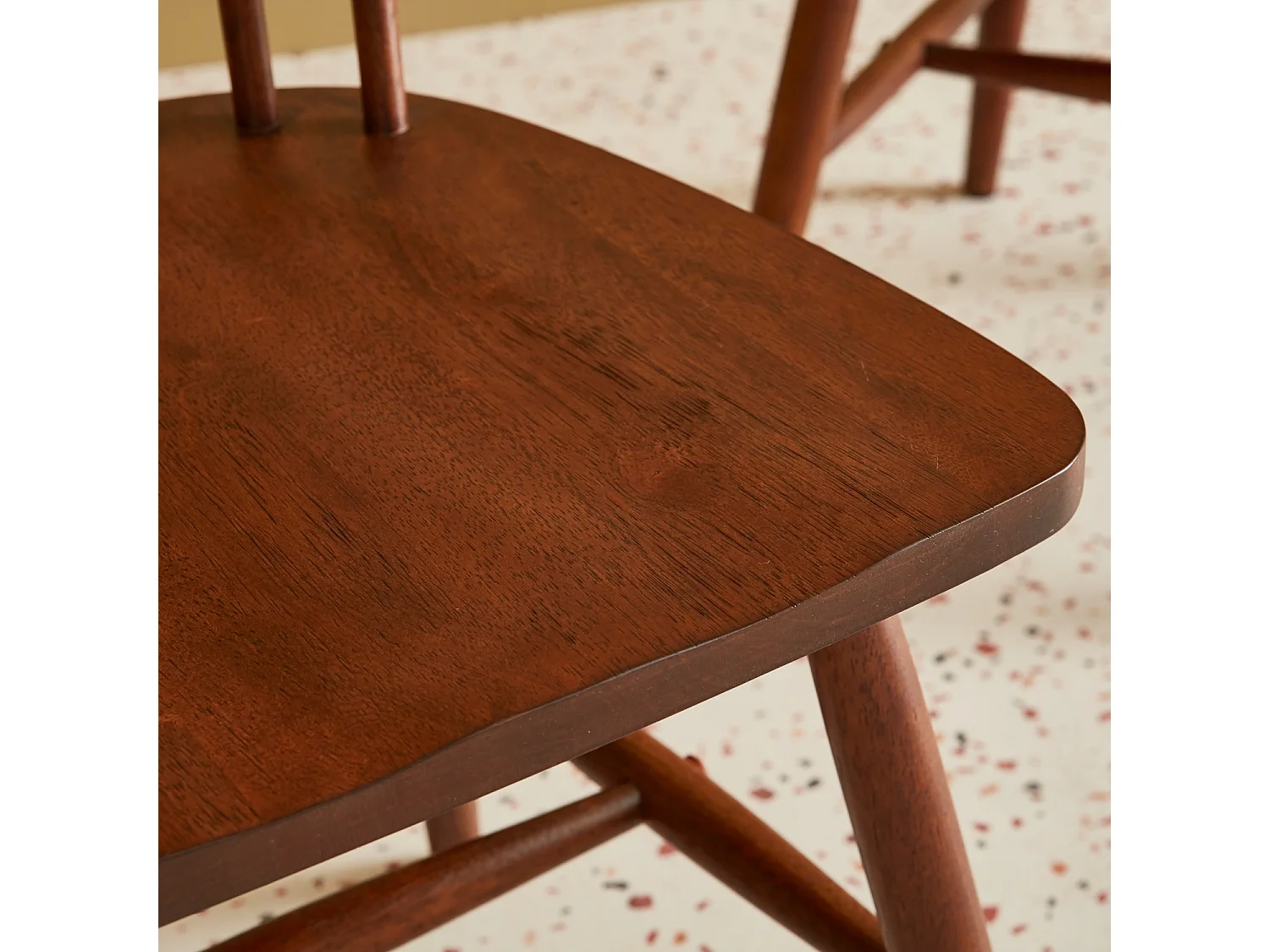 Set 2 sedie da pranzo in legno, impilabili stile vintage, marrone