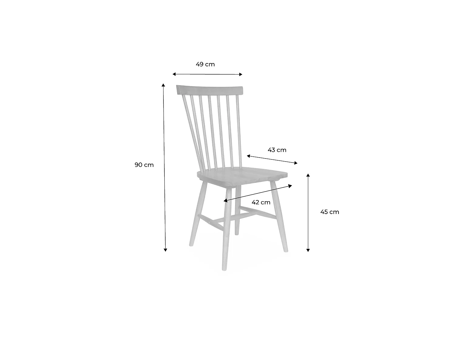 Set 2 sedie da pranzo impilabili in legno stile vintage, Romie, Marrone scuro, 50.8x44.2x90 cm