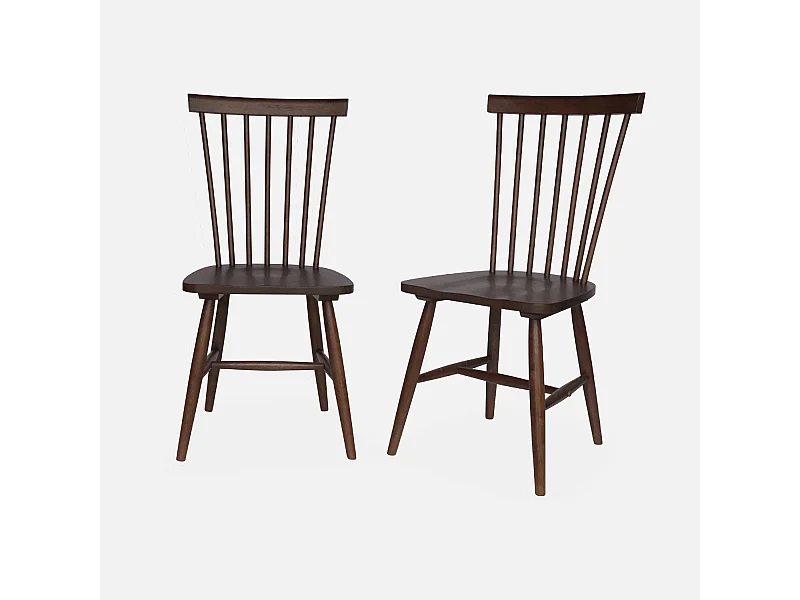 Set 2 sedie da pranzo in legno, impilabili stile vintage, marrone