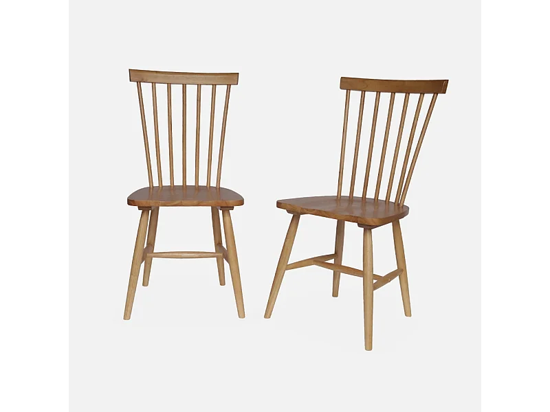 Set 2 sedie da pranzo in legno, impilabili stile vintage, marrone