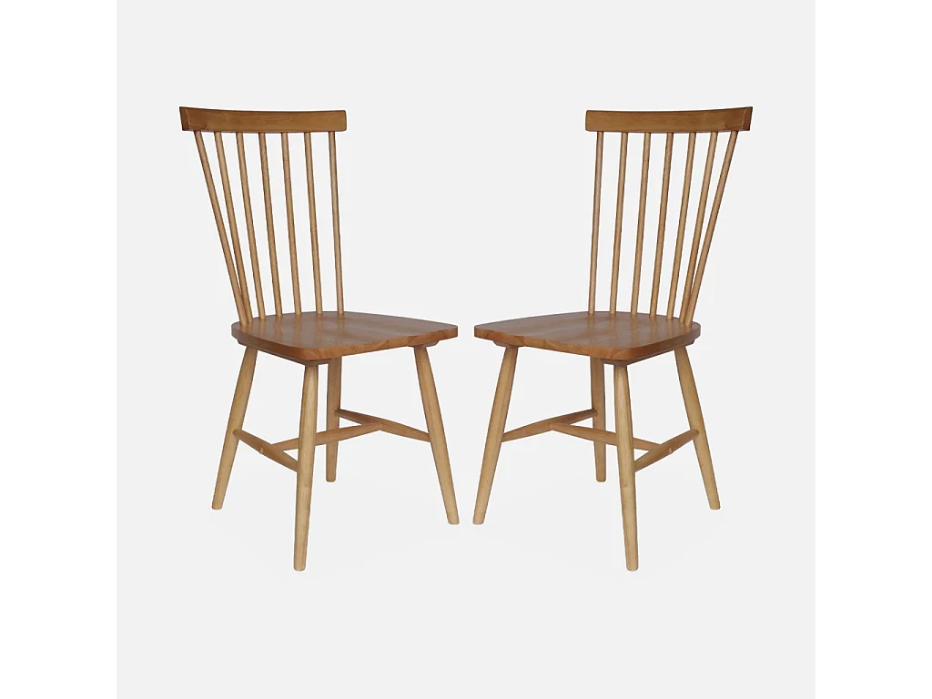 Silla de madera de hevea, set de 2 natural