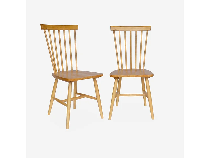 Set 2 sedie da pranzo in legno, impilabili stile vintage, marrone