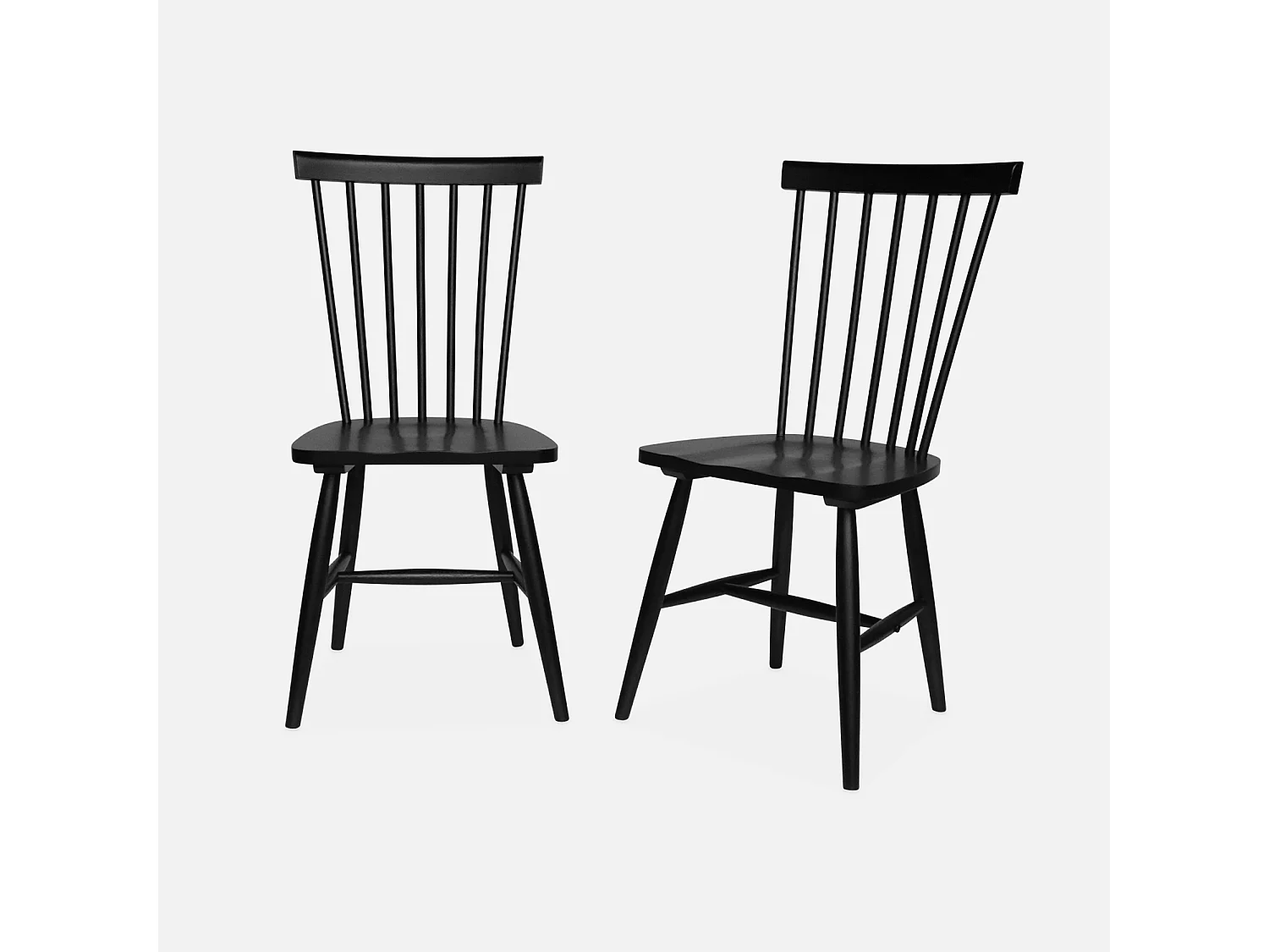 Set 2 sedie da pranzo in legno, impilabili stile vintage, nero