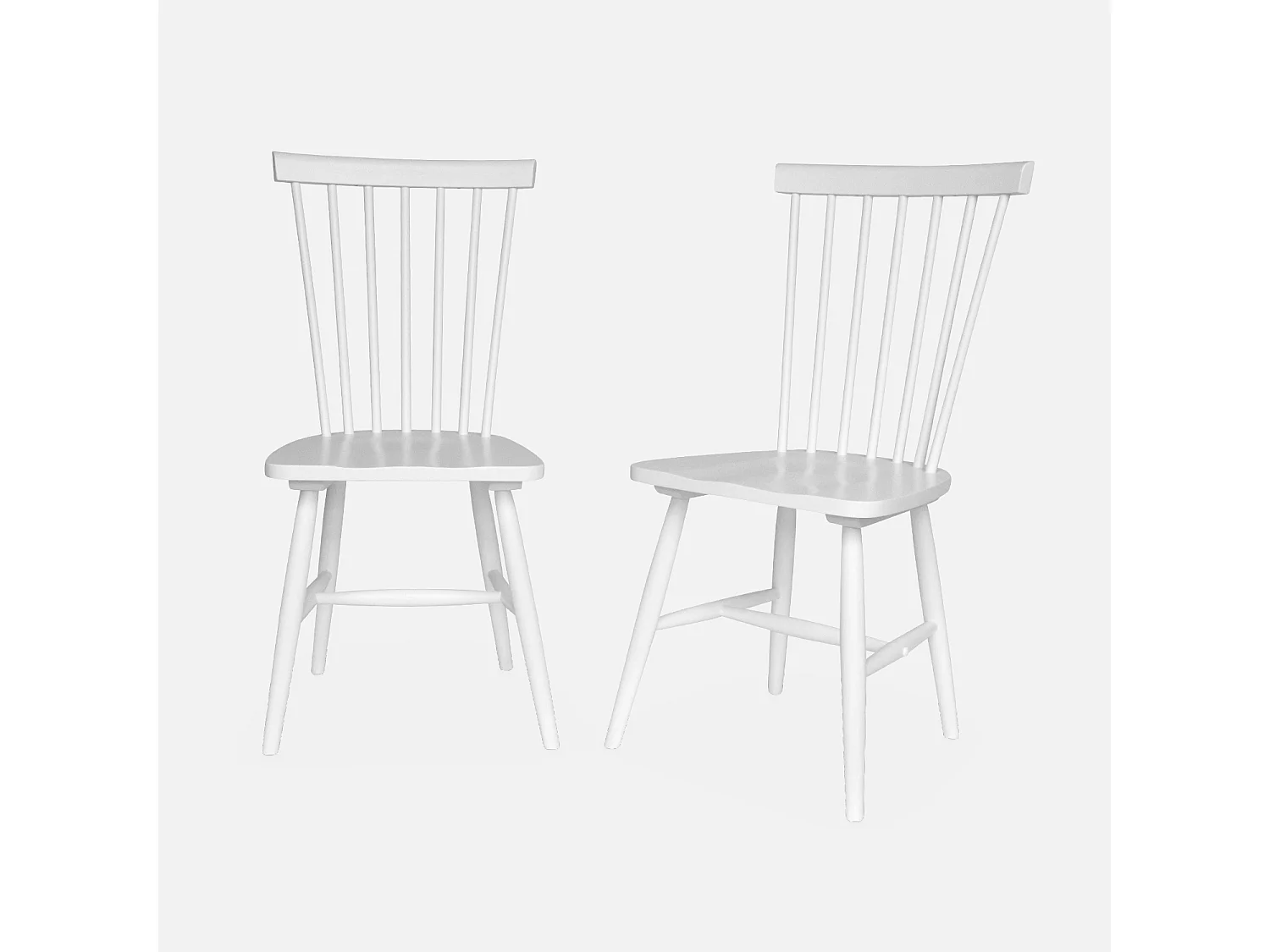 Set 2 sedie da pranzo in legno, impilabili stile vintage, bianco