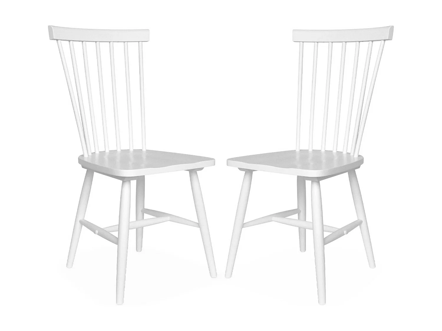 Set 2 sedie da pranzo in legno, impilabili stile vintage, bianco