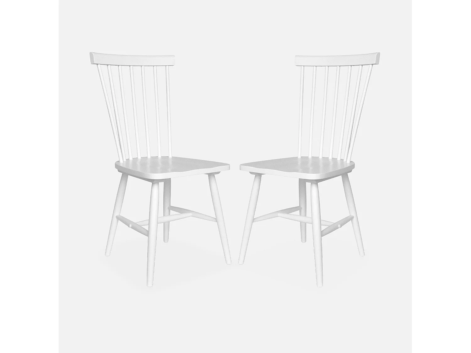 Set 2 sedie da pranzo in legno, impilabili stile vintage, bianco