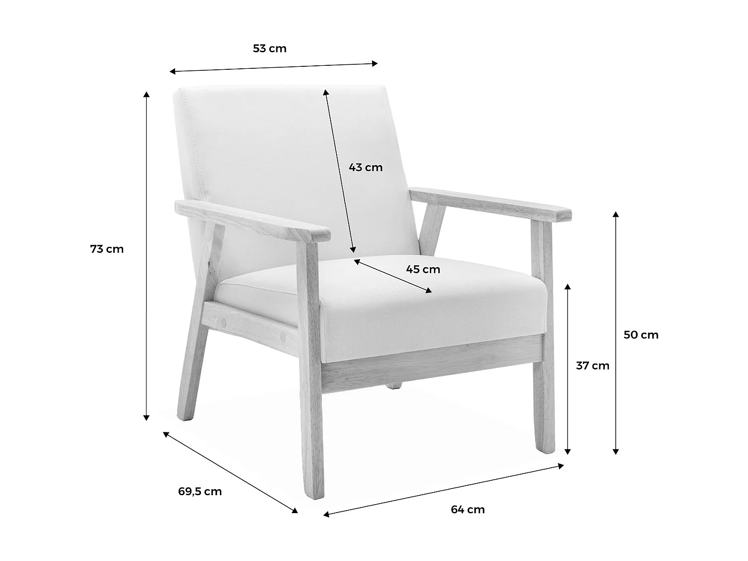 Sillón estilo escandinavo de madera y tela azul esmeralda