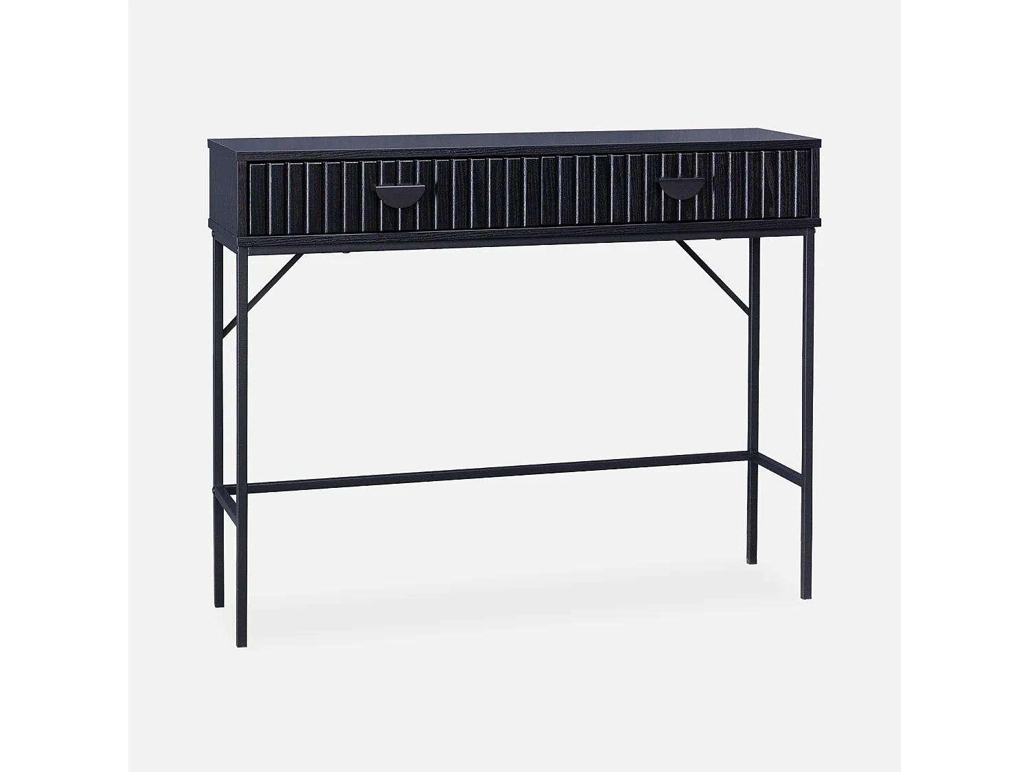 Consola con efecto madera estriada negra, 100cm negro