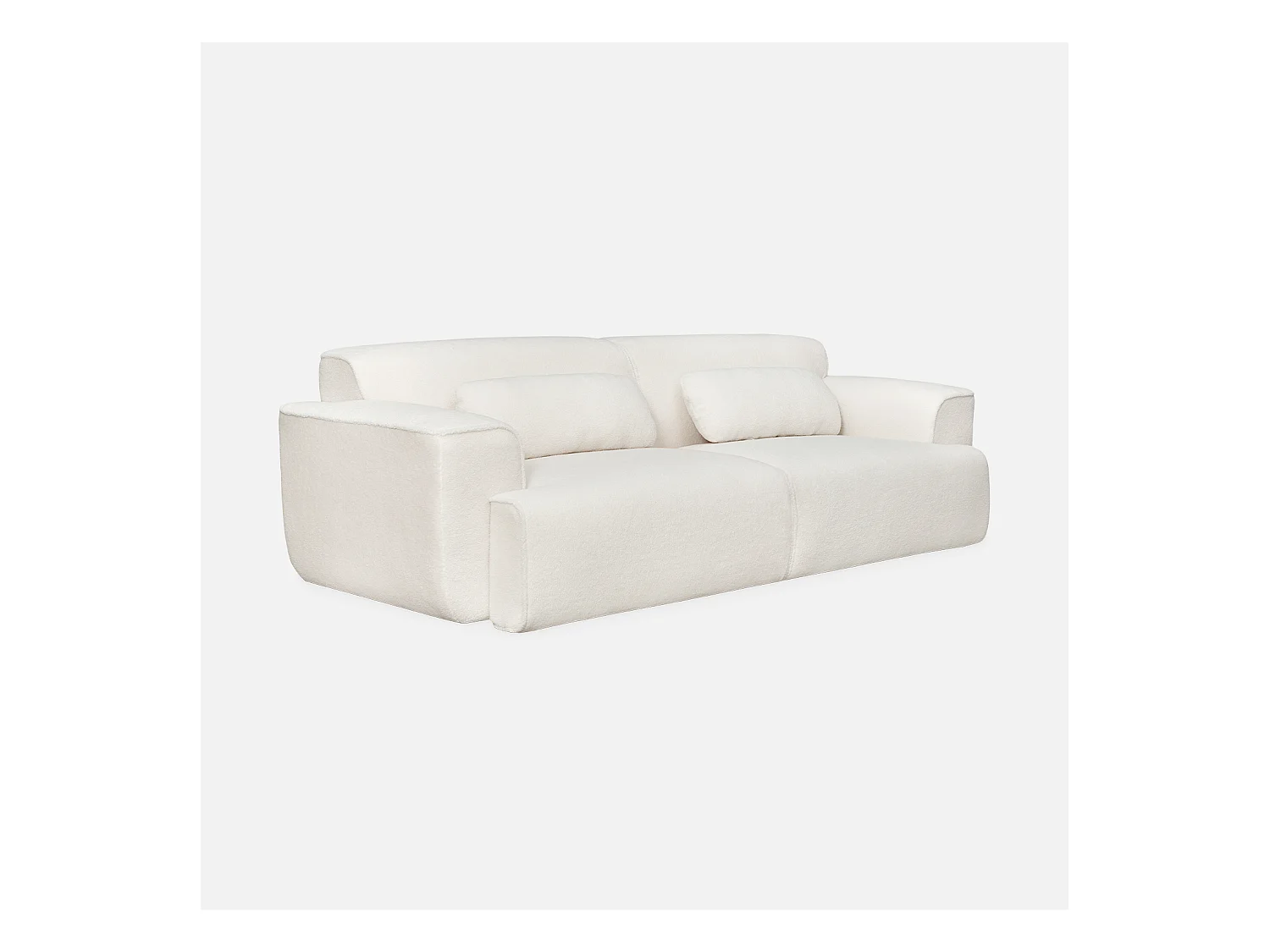 Canapé 3 places. tissu bouclette. 2 coussins déhoussables. Wallas  L 230 x P 98 x H 73cm