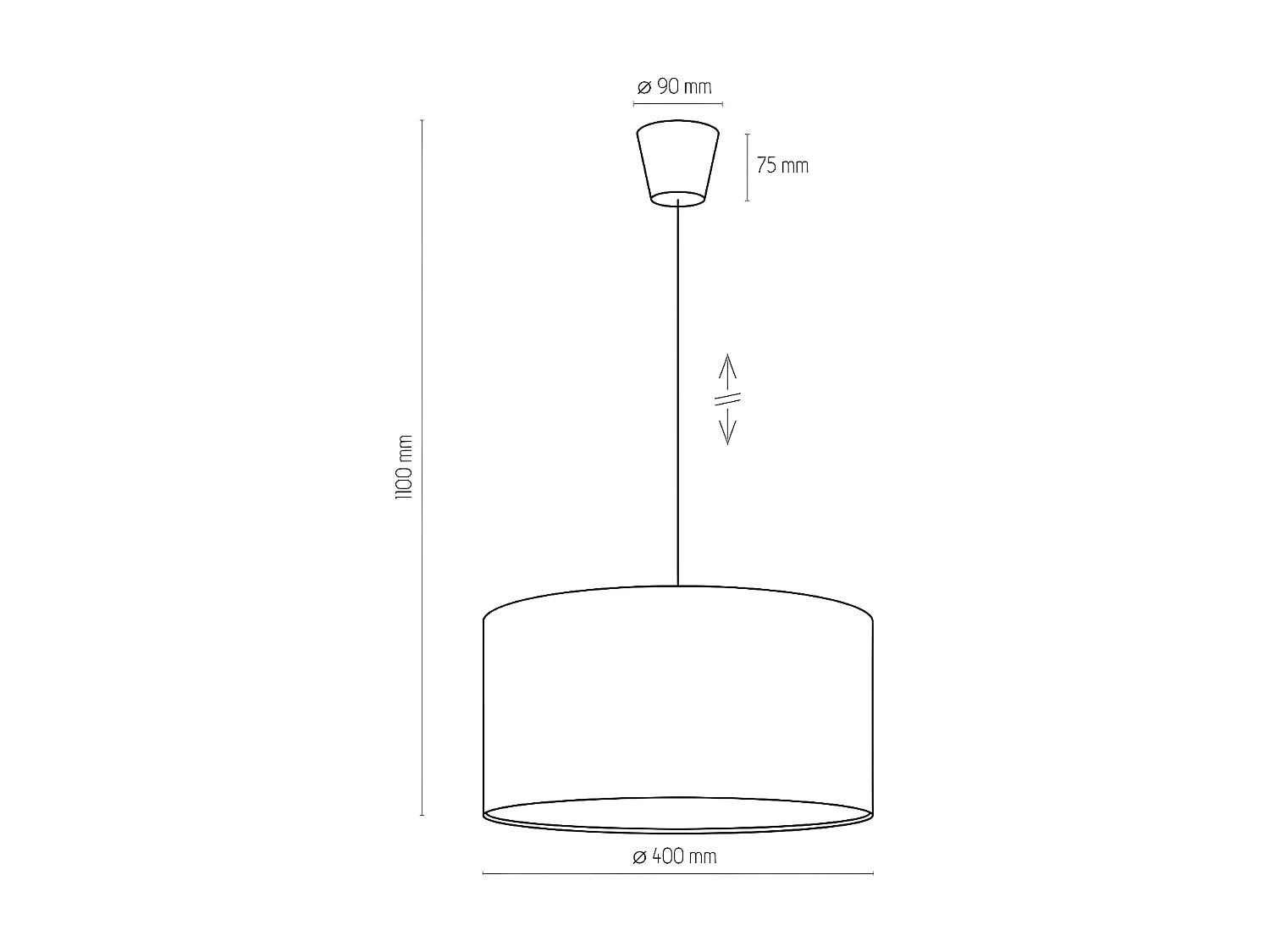 Suspension réglable en tissu vert -1xE27 - modèle RONDO KIDS de TK LIGHTING