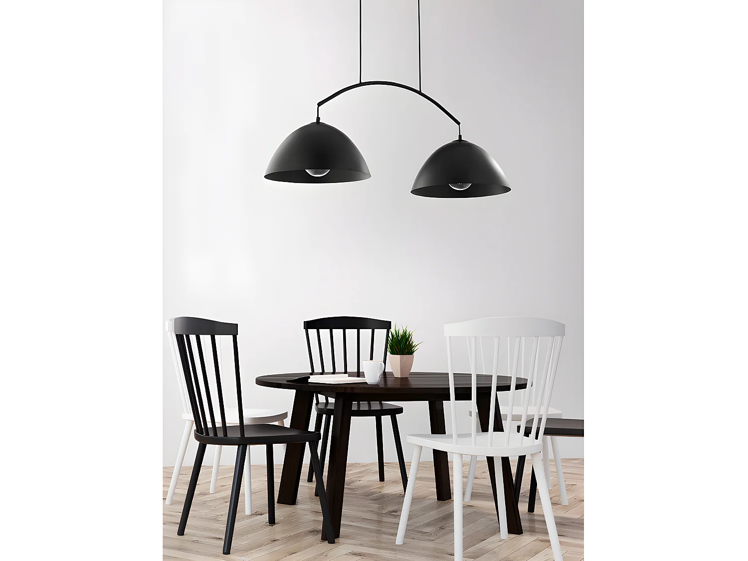 Suspension double en métal noir - L92cm x h130cm - 2xE27 - modèle FARO de TK LIGHTING