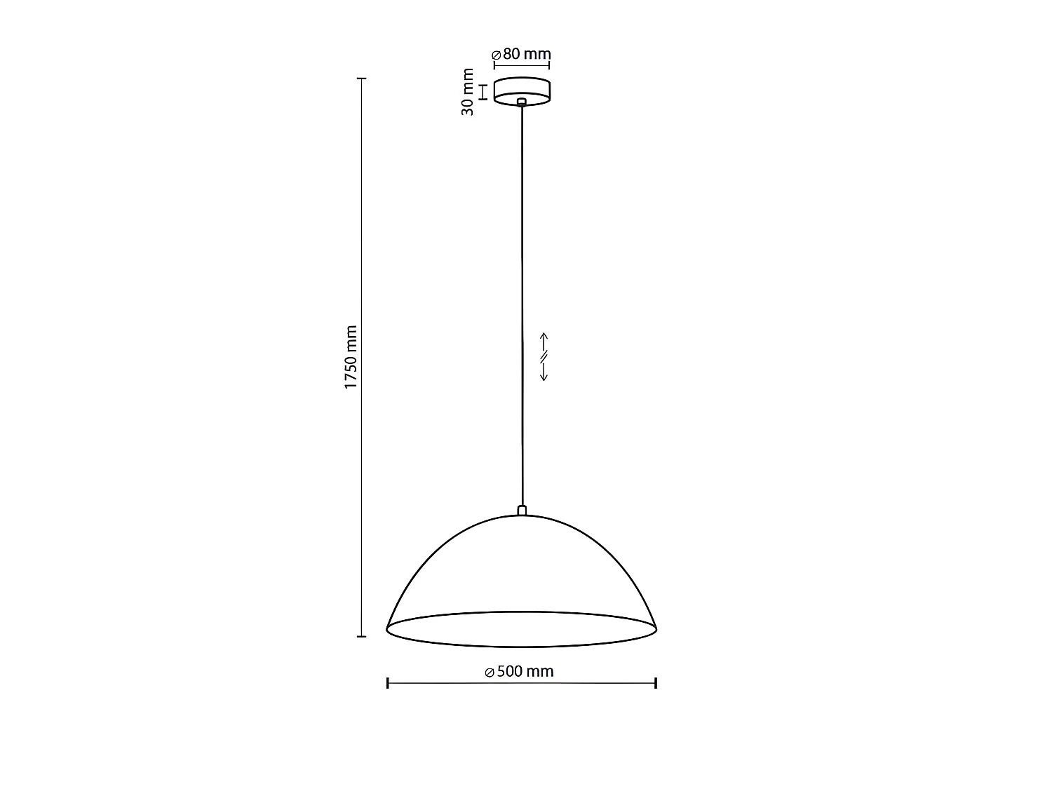 Suspension XL en métal blanc – H170cm réglable - 1xE27 - modèle FARO de TK LIGHTING