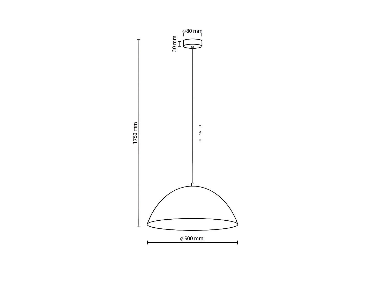 Suspension XL en métal blanc – H170cm réglable - 1xE27 - modèle FARO de TK LIGHTING