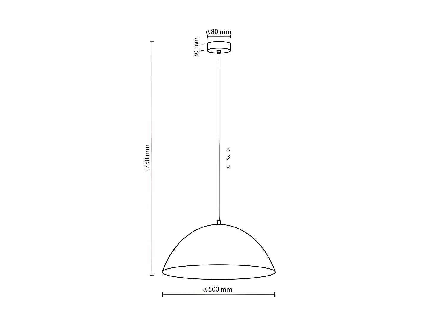 Suspension XL en métal noir – diam 50cm - 1xE27 - modèle FARO de TK LIGHTING