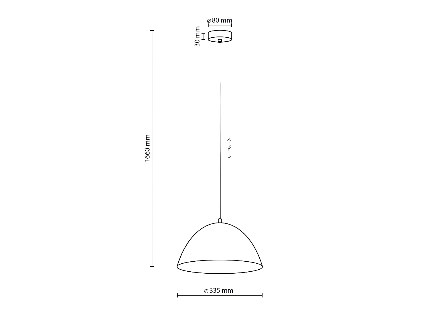 Suspension en métal noir – diam35cm x h120cm réglable - 1xE27 - modèle FARO de TK LIGHTING