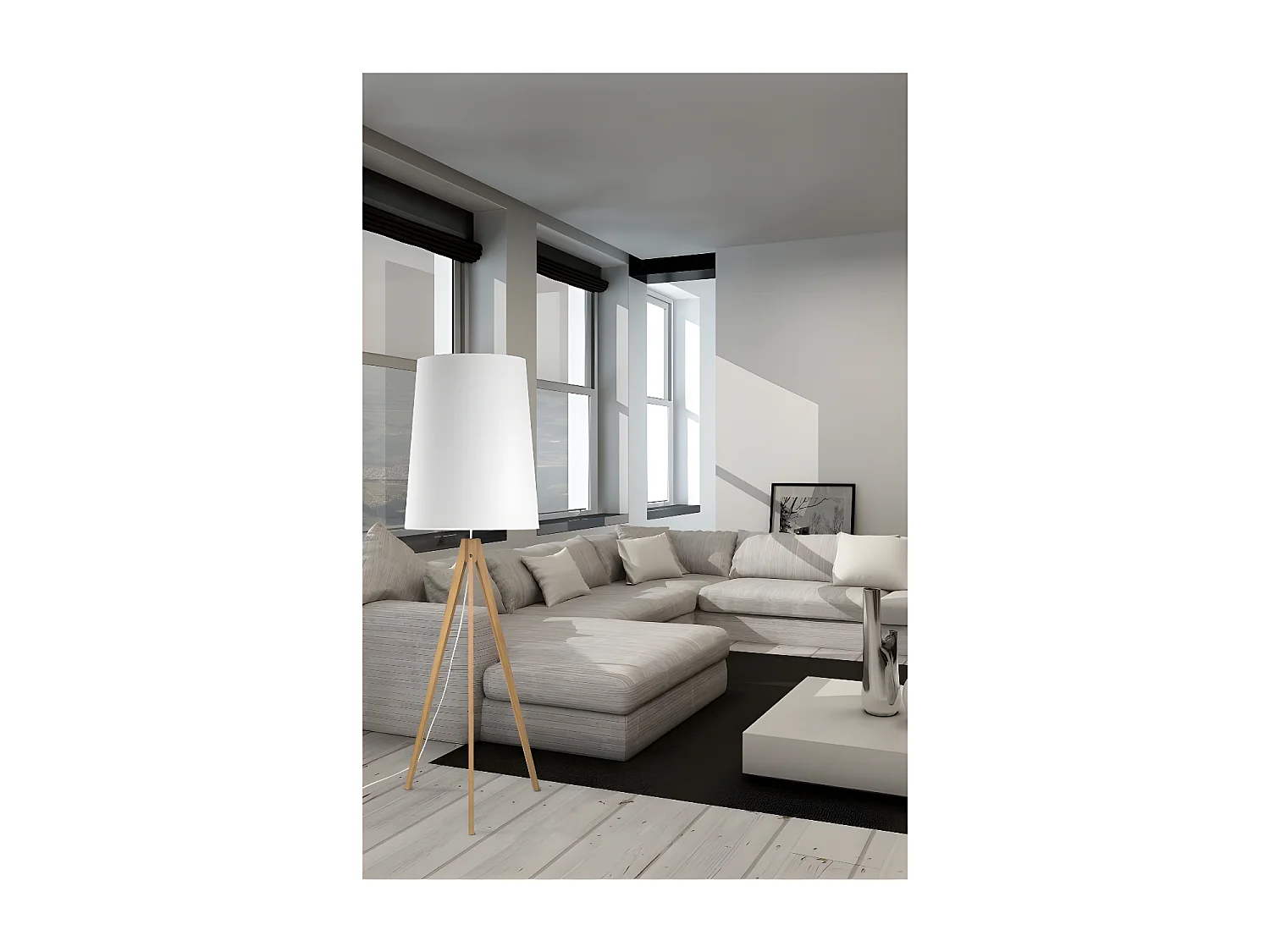 Lampadaire XL blanc en bois - H177cm - 1xE27 - modèle WALZ de TK LIGHTING