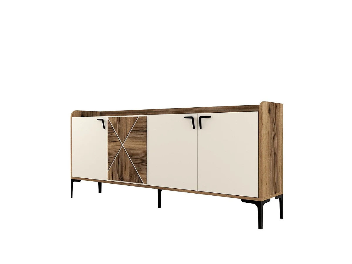 Aparador Venedik crema color nogal 180x35x78 cm