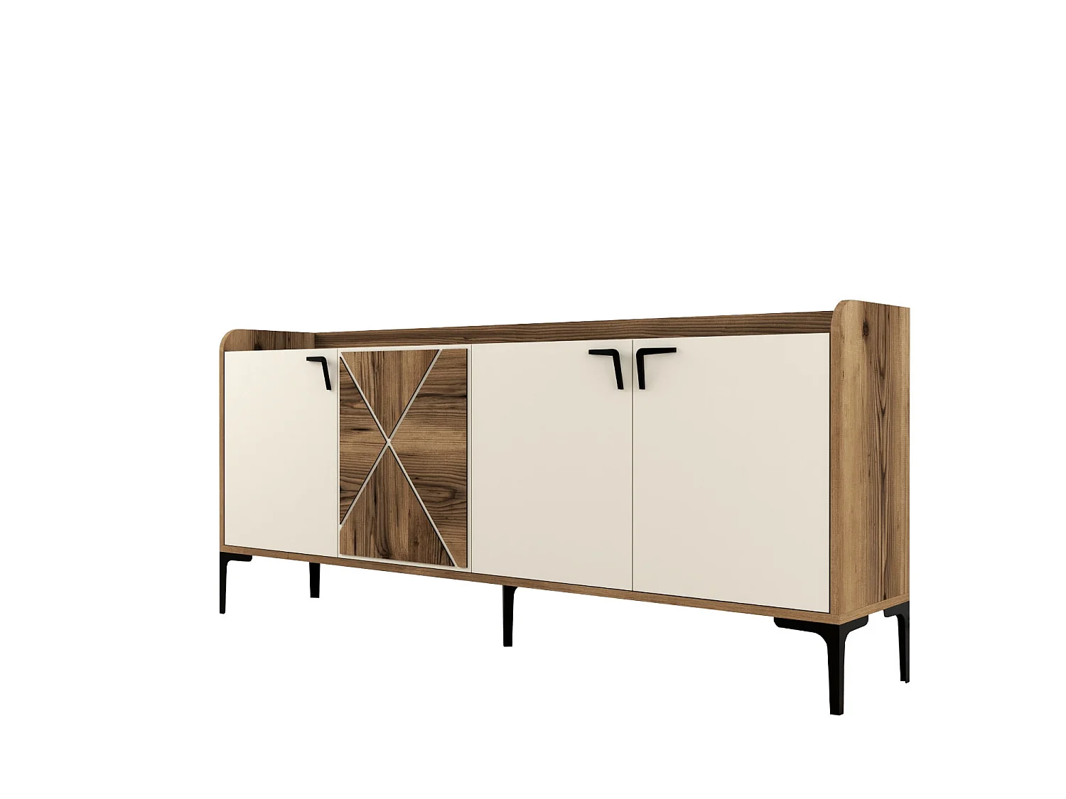 Aparador Venedik crema color nogal 180x35x78 cm