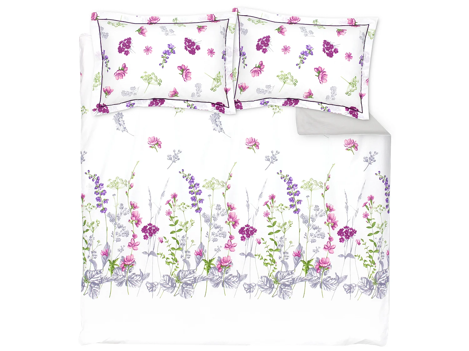 Parure de lit 200x200 cm 50x70 cm en coton PRETTY blanc
