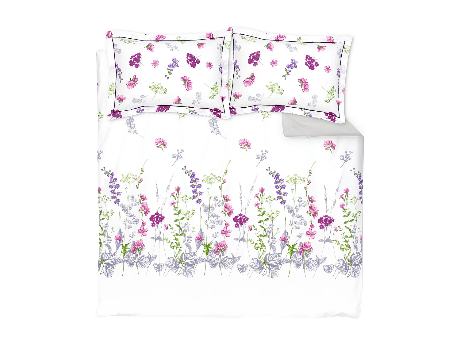 Parure de lit 300x240 cm 50x70 cm en coton PRETTY blanc