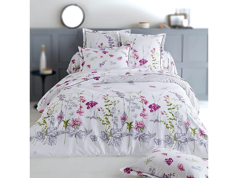 Parure de lit 300x240 cm 50x70 cm en coton PRETTY blanc