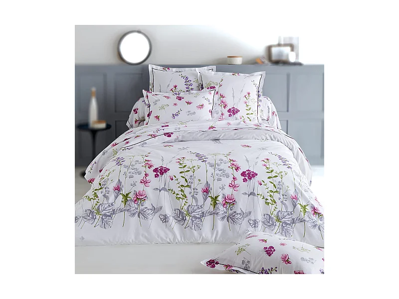 Parure de lit 140x200 cm 50x70 cm en coton PRETTY blanc