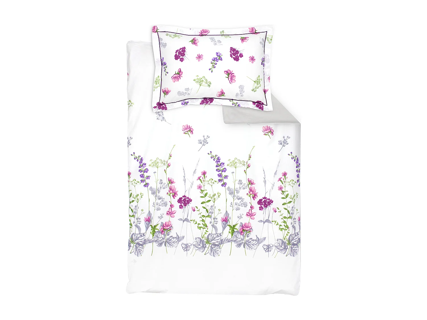 Parure de lit 140x200 cm 50x70 cm en coton PRETTY blanc