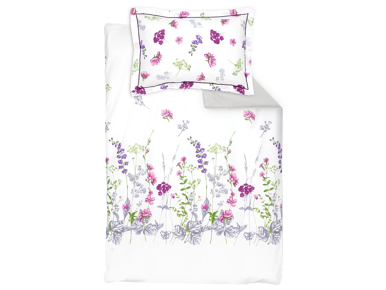 Parure de lit 140x200 cm 50x70 cm en coton PRETTY blanc