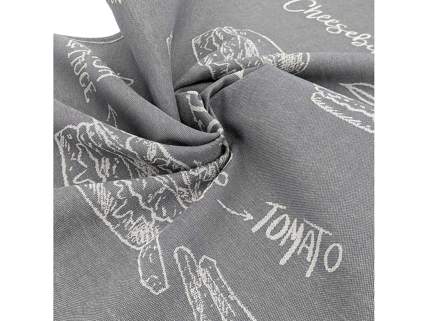 Lot de 2 torchons de cuisine pur coton 50x70 cm collection BURGER gris