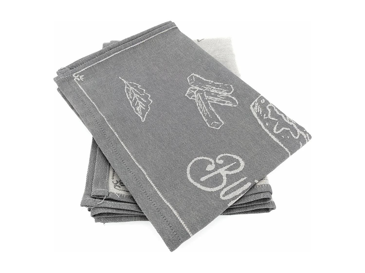 Lot de 2 torchons de cuisine pur coton 50x70 cm collection BURGER gris