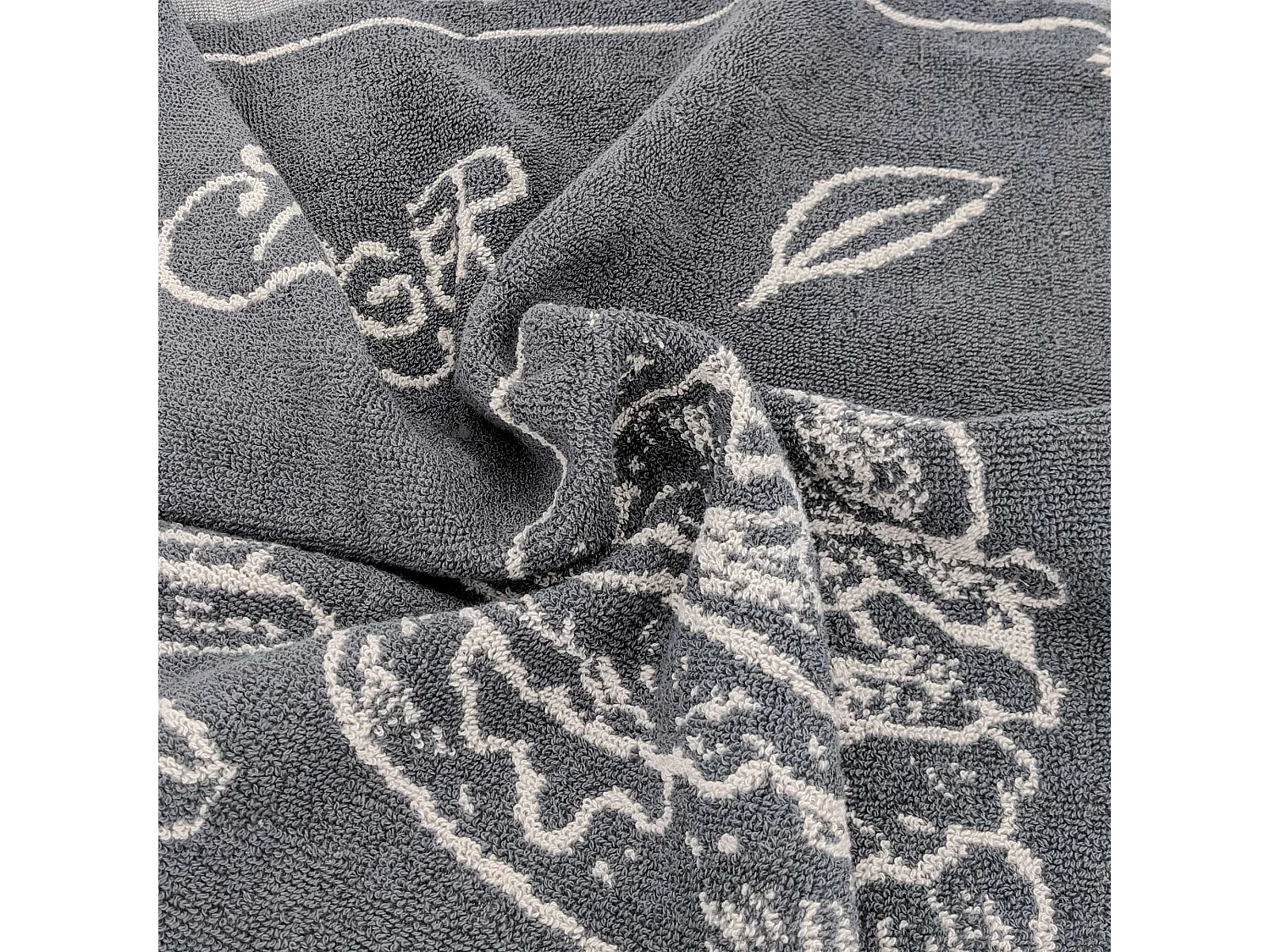 Lot de 2 torchons de cuisine pur coton 50x50 cm collection BURGER gris