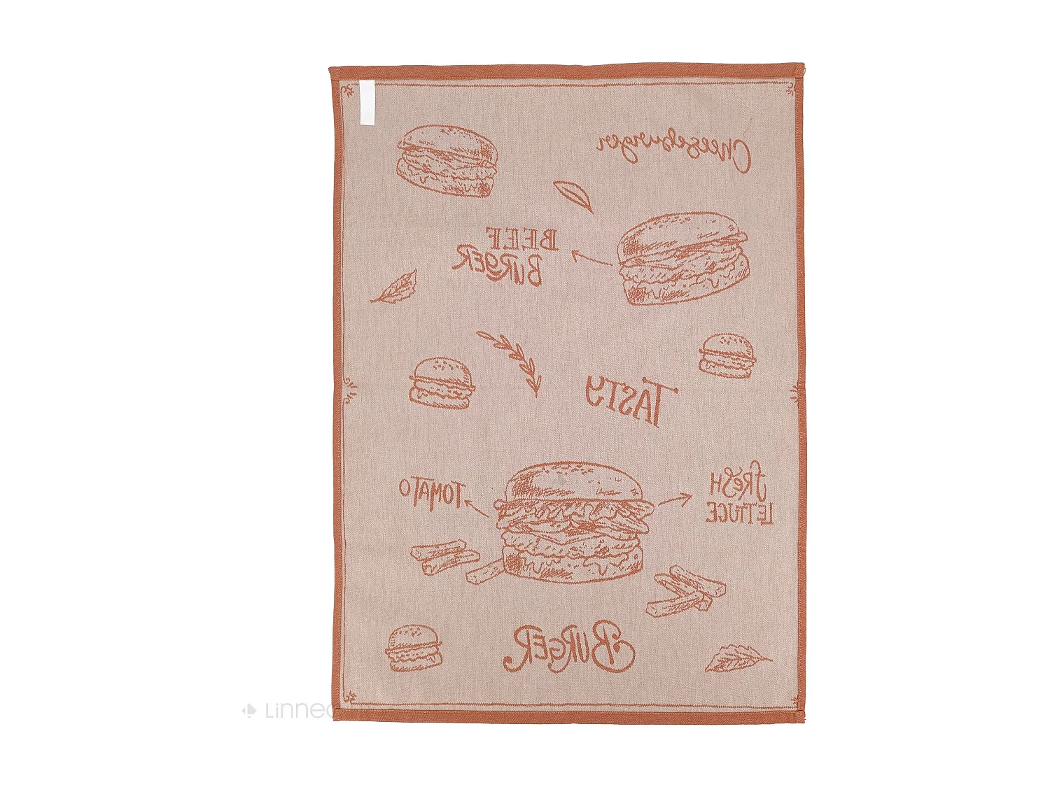 Lot de 2 torchons de cuisine pur coton 50x70 cm BURGER orange