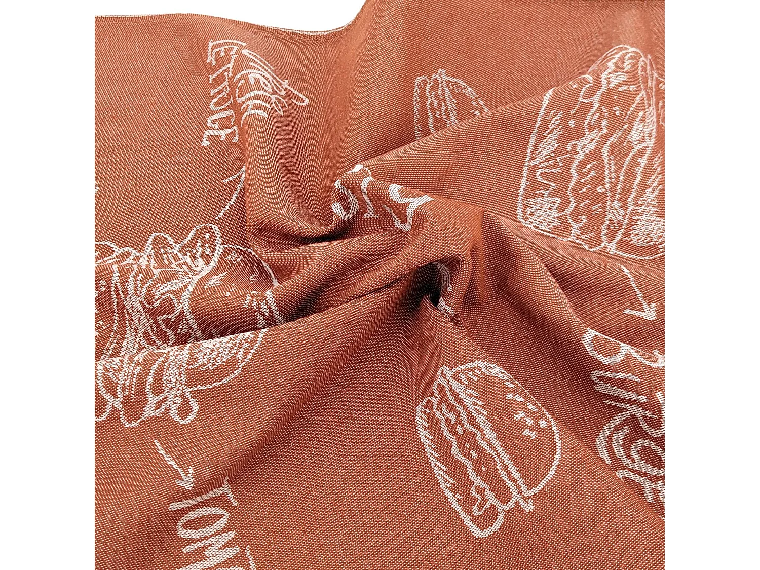 Lot de 2 torchons de cuisine pur coton 50x70 cm BURGER orange