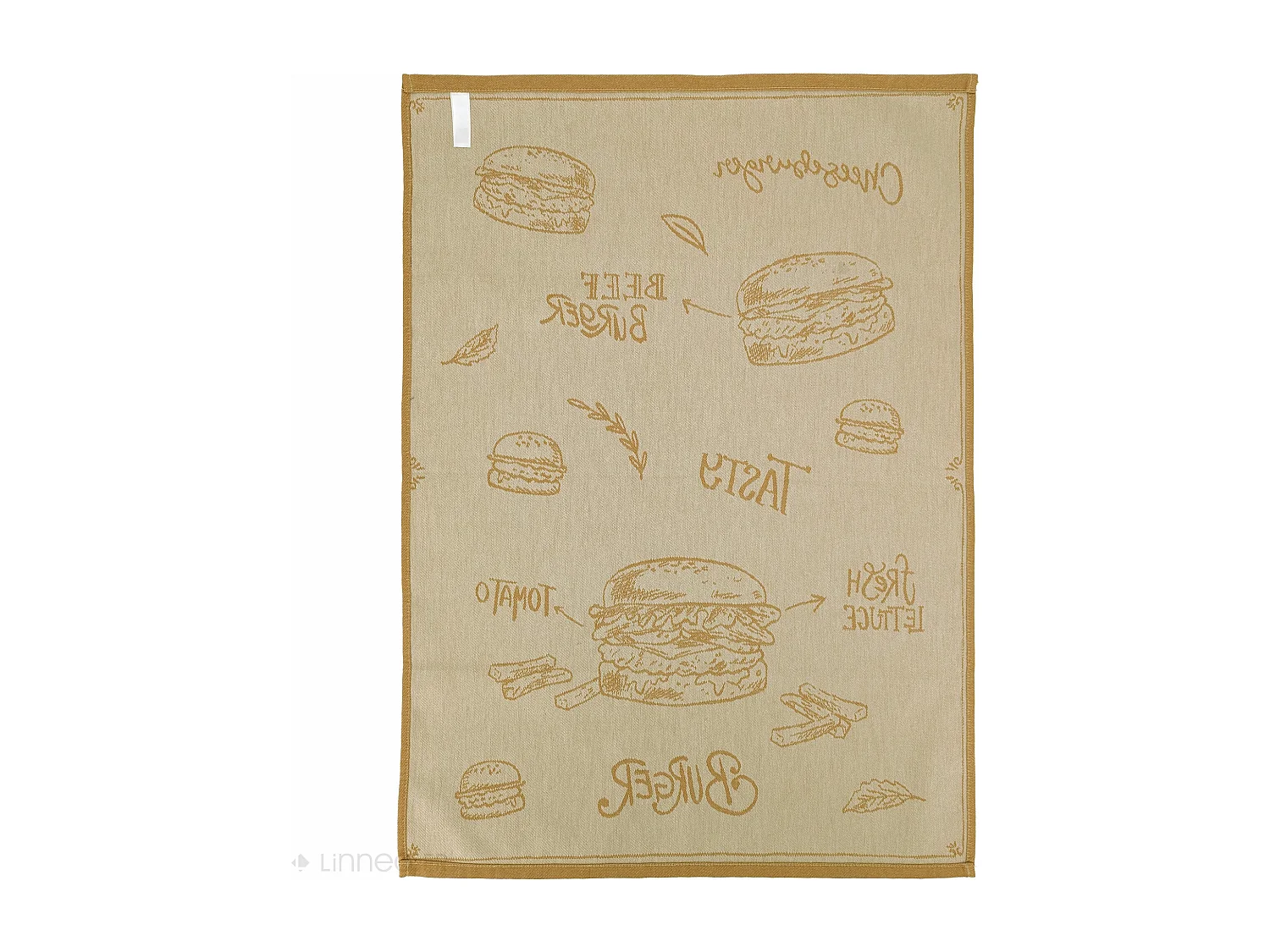 Lot de 2 torchons de cuisine pur coton 50x70 cm BURGER jaune
